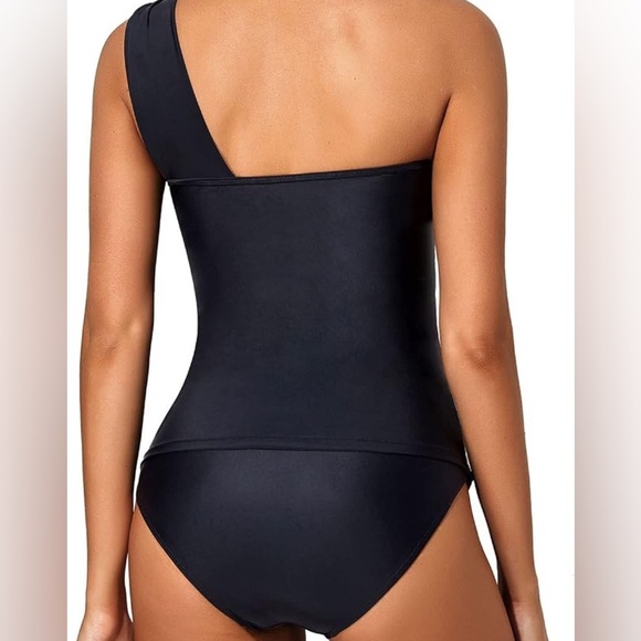 Tempt Me Two Piece Tankini Women One Shoulder Swim Top with Bottom Swimsuits L - Picture 3 of 11